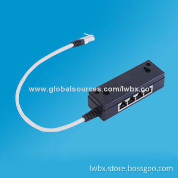 4-port ISDN T-Splitter with Single Jack and Extension Cable Plug